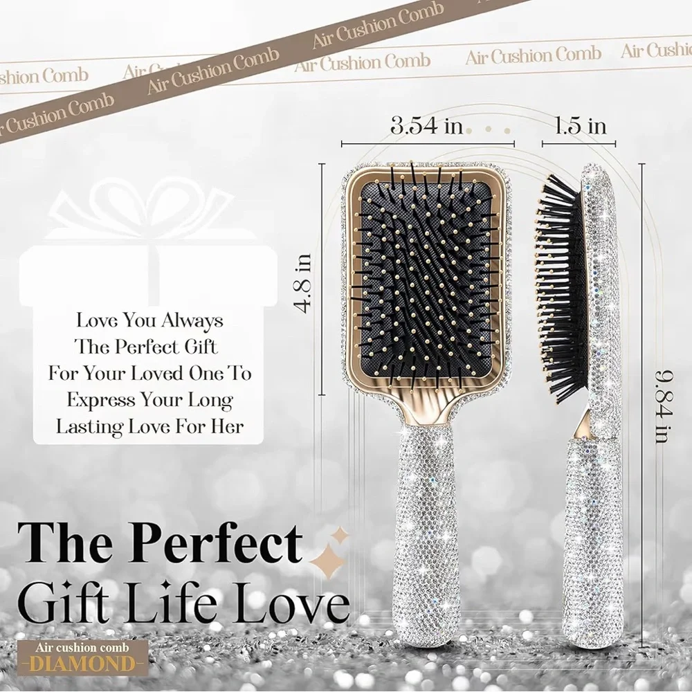 NWT Sparkling Bling Swarovski Crystal Rhinestone Hair Brush + Gift